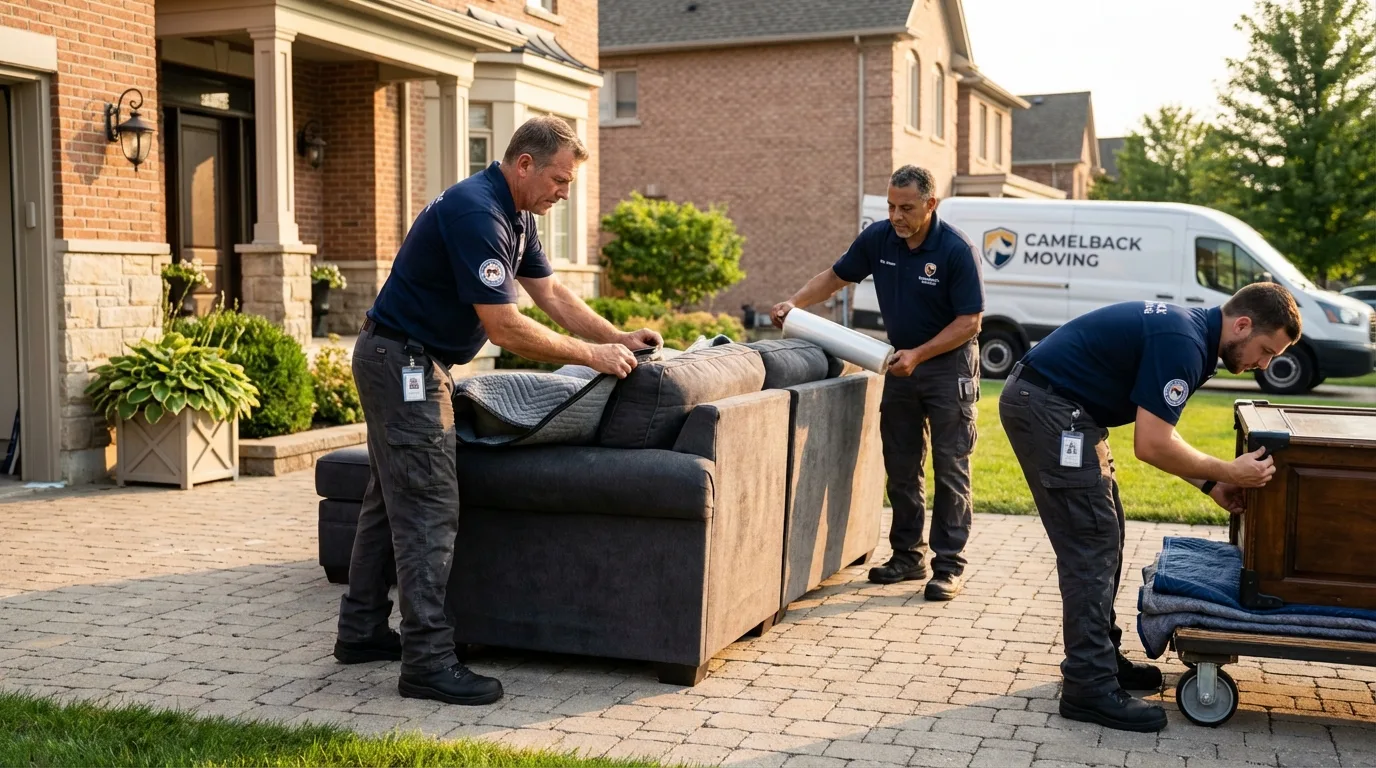 Large estate moving crew wrapping furniture in Great Falls, SC